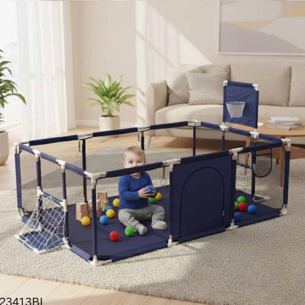 Baby Playpen Extra Large (6/4/2 Feet) 122x182x66cm Breathable Mesh Baby Playard Fence Safe Sturdy Indoor Outdoor Kids Activity Center