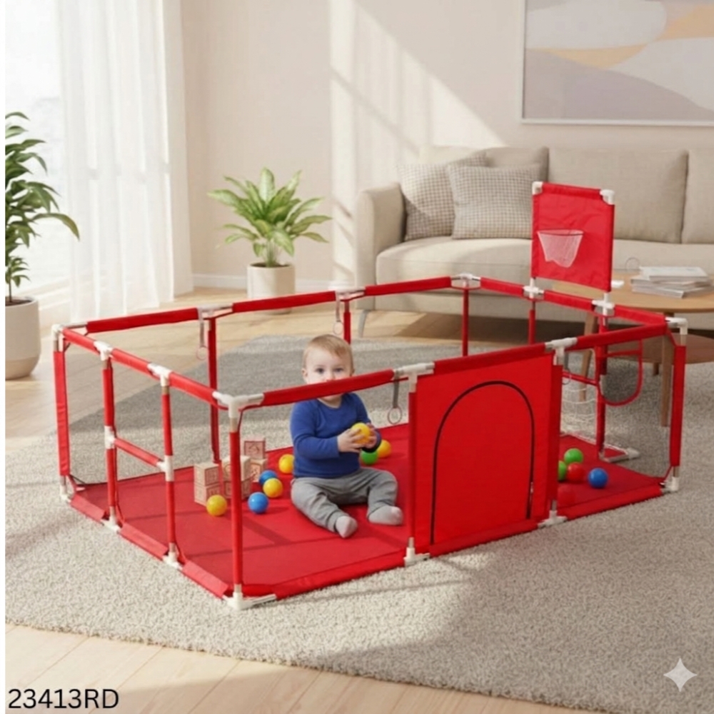 Baby Playpen 4×6 Feet basket with 50 Balls & Waterproof Foam Mat
