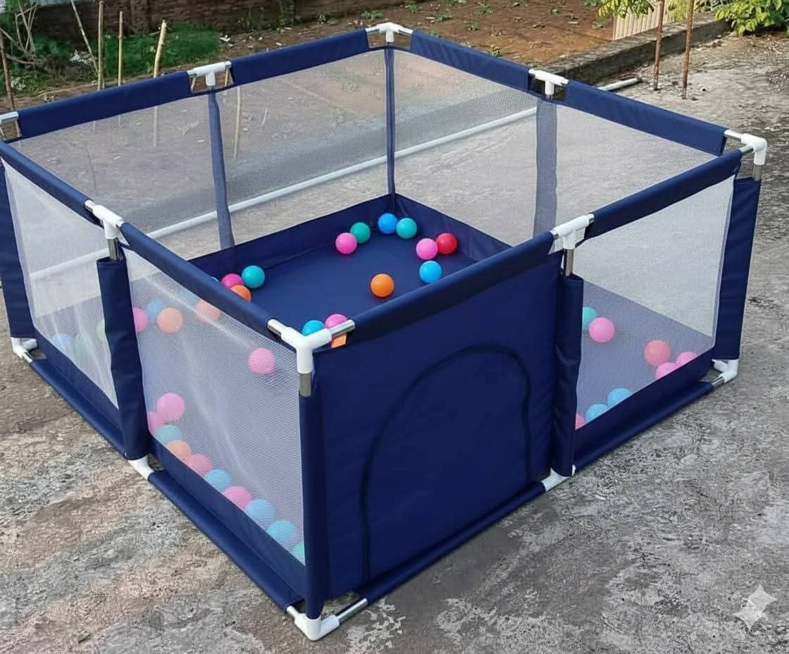 Baby Playpen 4/4 fit | SS Steel Frame & Breathable Mesh Fabric | Safe Indoor Outdoor Baby Play Yard