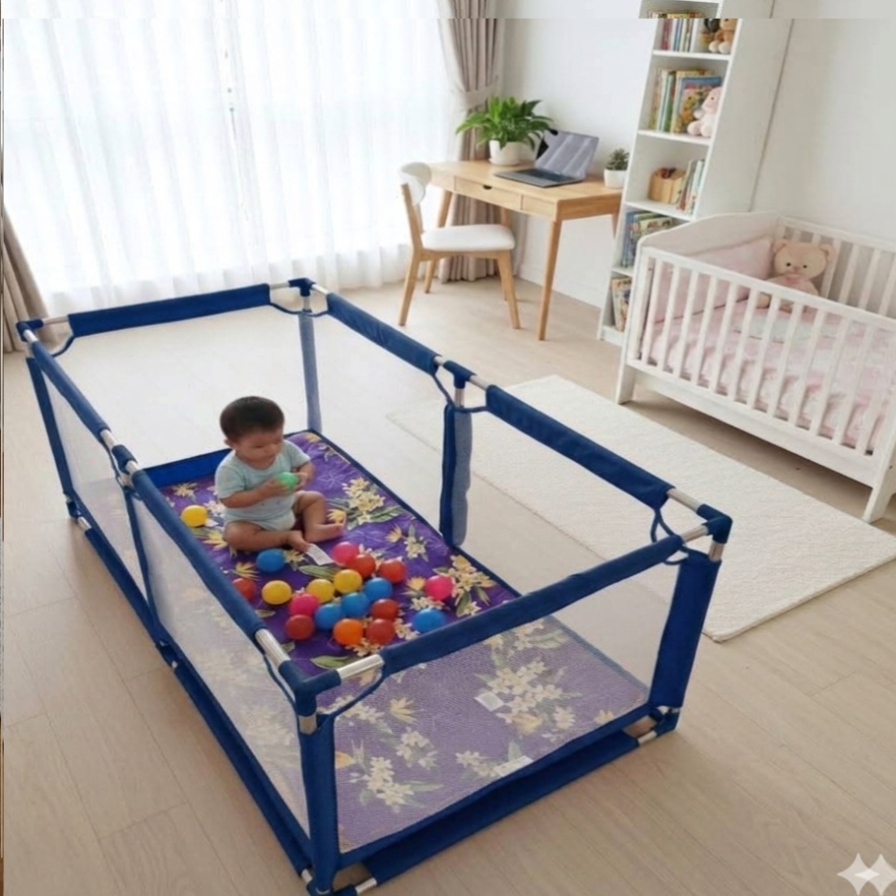 Baby Playpen 4×2 Feet with 50 Balls & Waterproof Foam Mat