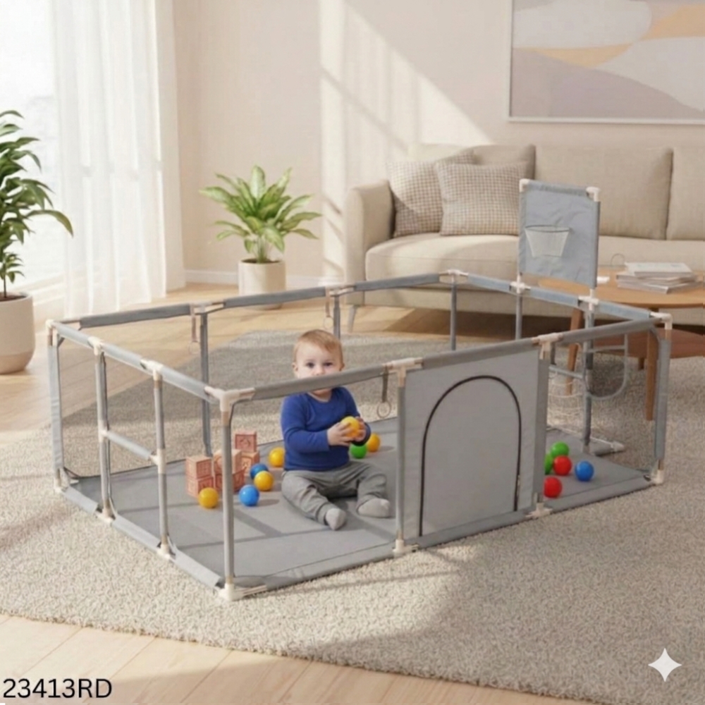 Baby Playpen 4×6 Feet basket with 50 Balls & Waterproof Foam Mat