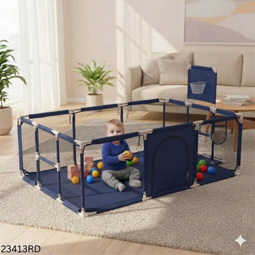 Baby Playpen 4×6 Feet basket with 50 Balls & Waterproof Foam Mat