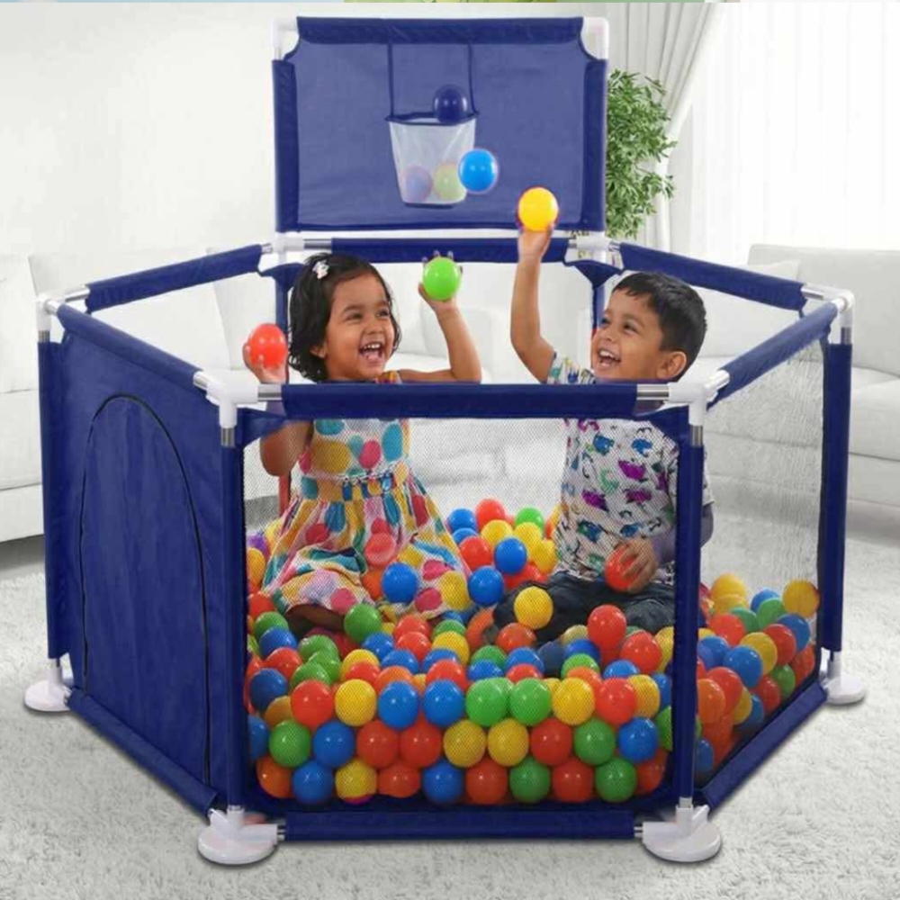3.5×3.5 Feet Baby Playpen with 50 Balls & Waterproof Foam Mat