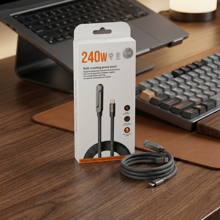 3 in 1 Fast Charging Type-c TO Type-c Cable 240W with Stand