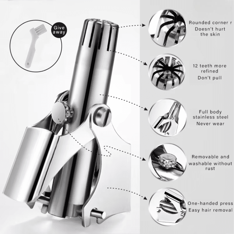 Premium Stainless Steel Manual Nose Hair Trimmer