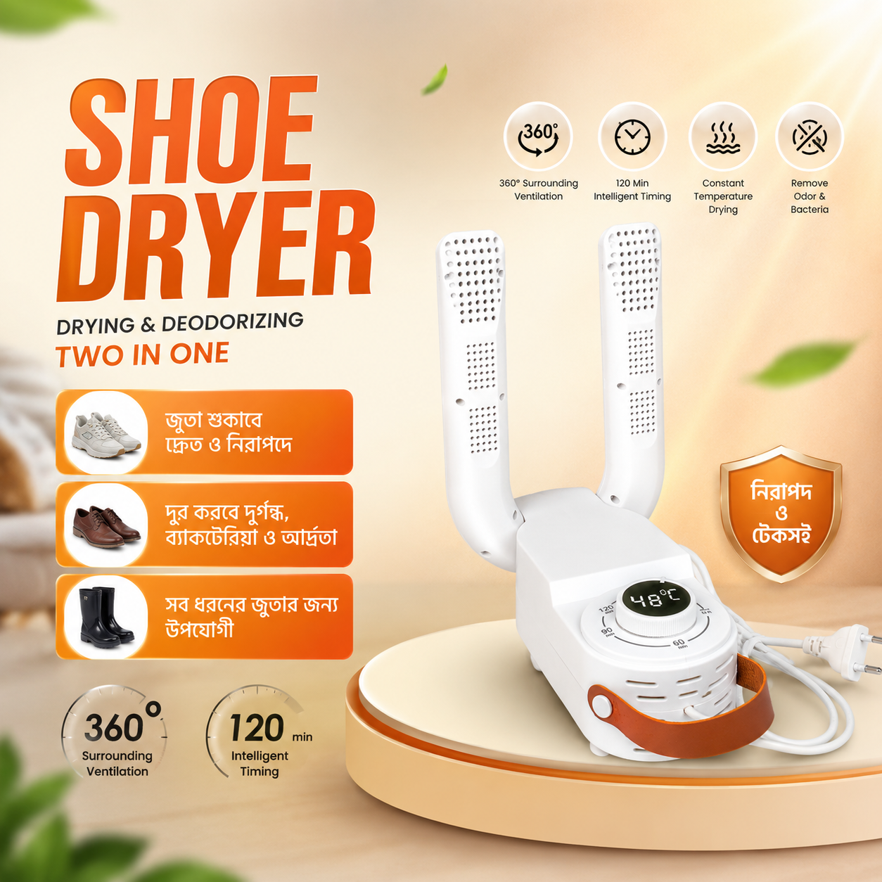 Electric Shoes Dryer 220V Portable Foldable