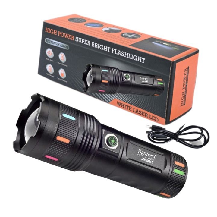 Sanford Super Bright Flashlight – White Laser LED Made in Japan 18650mAh